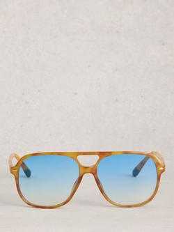 White Stuff Abstract Frame Aviator Sunglasses, Natural Beige - view 2, Natural Beige