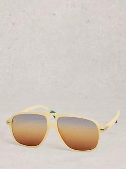 White Stuff Brow Bar Aviator Sunglasses, Yellow Light, Yellow Light