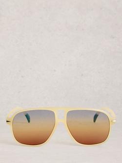 White Stuff Brow Bar Aviator Sunglasses, Yellow Light - view 2, Yellow Light