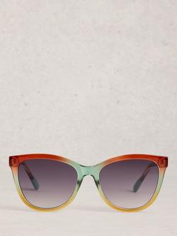 White Stuff Ombre Frame Cat's Eye Sunglasses, Orange Multi Orange - view 2, Orange Multi Orange