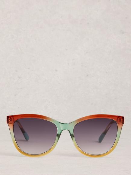 White Stuff Ombre Frame Cat's Eye Sunglasses, Orange Multi Orange - view 2, Orange Multi Orange