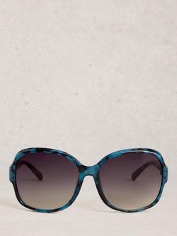 White Stuff Abstract Frame Curved Sunglasses, Blue Multi Blue - view 2, Blue Multi Blue