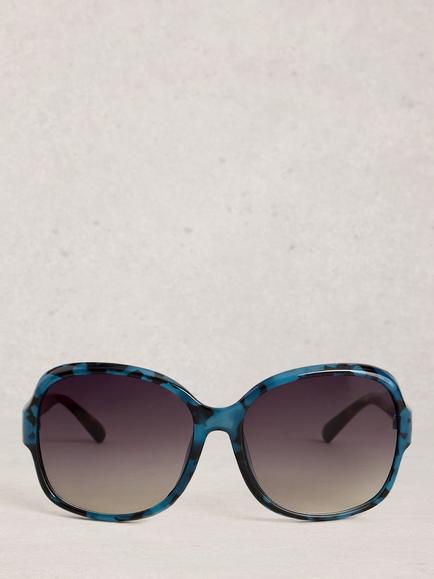 White Stuff Abstract Frame Curved Sunglasses, Blue Multi Blue - view 2, Blue Multi Blue