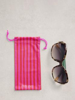 White Stuff Curved Frame Sunglasses, Havana/Purple Gradient - view 2, Havana/Purple Gradient