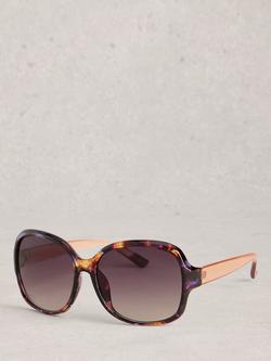 White Stuff Mixed Frame Curved Sunglasses, Purple Multi Purple, Purple Multi Purple