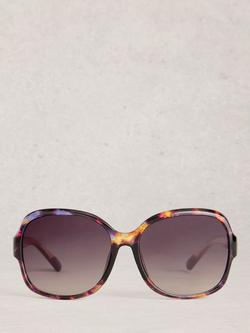 White Stuff Mixed Frame Curved Sunglasses, Purple Multi Purple - view 2, Purple Multi Purple