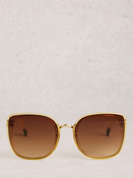 White Stuff Oversized Sunglasses, Yellow Light - view 2, Yellow Light
