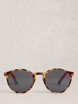 White Stuff Mixed Frame Preppy Sunglasses, Brown Multi Brown - view 2, Brown Multi Brown
