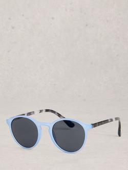 White Stuff Mixed Frame Preppy Sunglasses, Blue Mid, Blue Mid