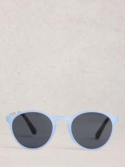 White Stuff Mixed Frame Preppy Sunglasses, Blue Mid - view 2, Blue Mid