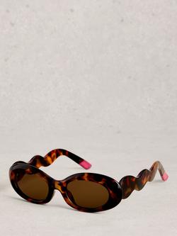 White Stuff Wave Frame Slim Sunglasses, Brown Multi Brown, Brown Multi Brown