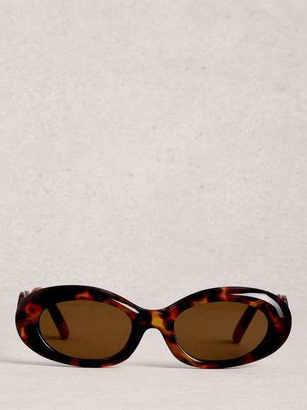 White Stuff Wave Frame Slim Sunglasses, Brown Multi Brown - view 2, Brown Multi Brown