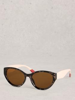 White Stuff Slim Cat's Eye Sunglasses, Grey, Grey Multi Grey