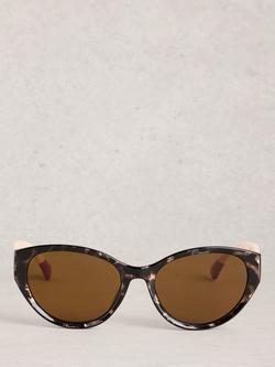 White Stuff Slim Cat's Eye Sunglasses, Grey - view 2, Grey Multi Grey