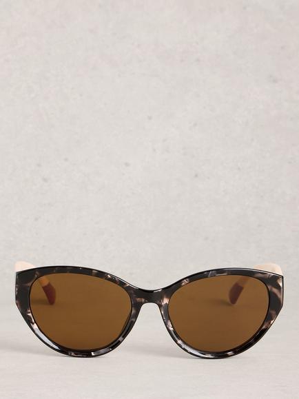 White Stuff Slim Cat's Eye Sunglasses, Grey - view 2, Grey Multi Grey