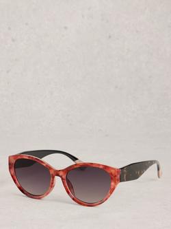 White Stuff Mixed Frame Slim Sunglasses, Red Multi Red, Red Multi Red