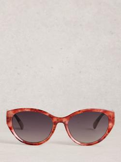White Stuff Mixed Frame Slim Sunglasses, Red Multi Red - view 2, Red Multi Red