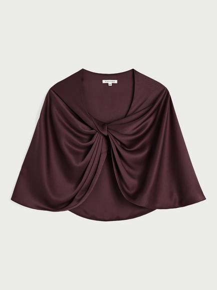By Malene Birger Pinlos Satin Cape - view 2, Aubergine