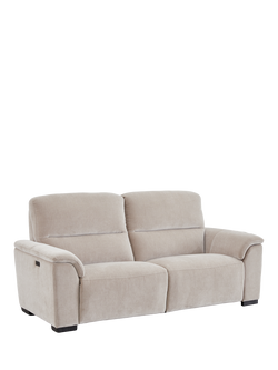 John Lewis Unwind Large 3 Seater Power Recliner Sofa, Blue Chenille, Natural Chenille