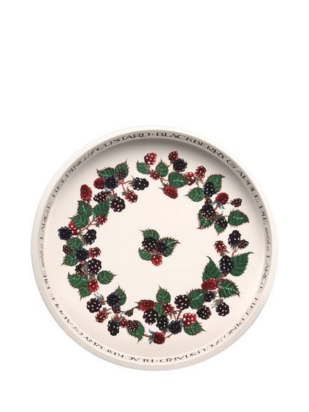 Emma Bridgewater Blackberry Round Deep Well Tin Tray, Green/Multi, Blackberry