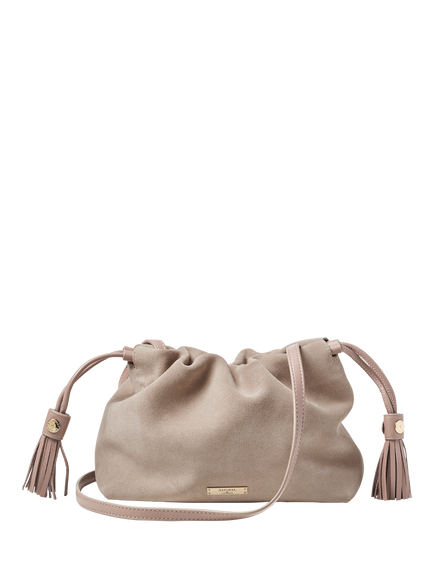 Aspinal of London Soho Large Suede Crossbody Pouch Bag, Moleskin