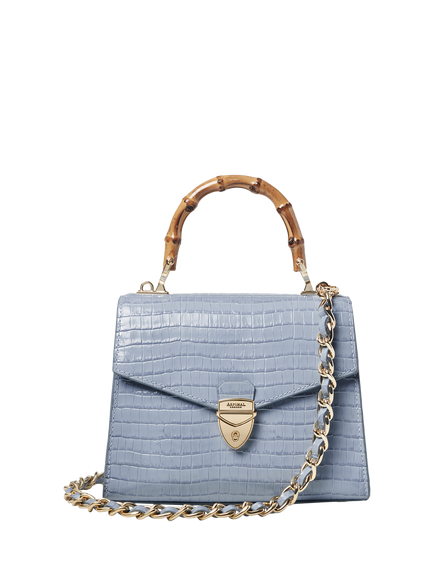 Aspinal of London Mayfair Midi 2.0 Lizard Top Handle Bag, Skyblue
