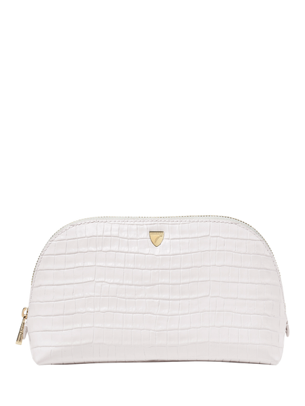 Aspinal of London Leather Classic Makeup Case, Chalk White