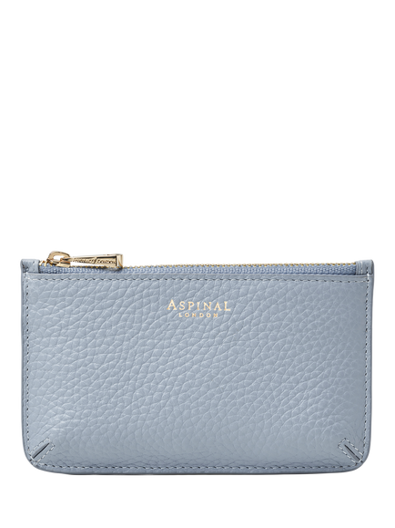 Aspinal of London Ella Pebble Grain Leather Card and Coin Holder - view 2, Skyblue
