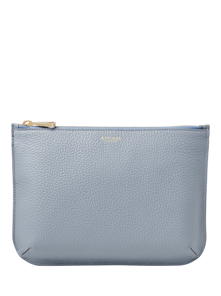 Aspinal of London Large Ella Pebble Grain Leather Pouch, Skyblue