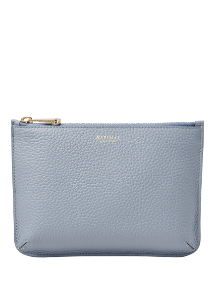Aspinal of London Medium Ella Pebble Grain Leather Pouch, Skyblue