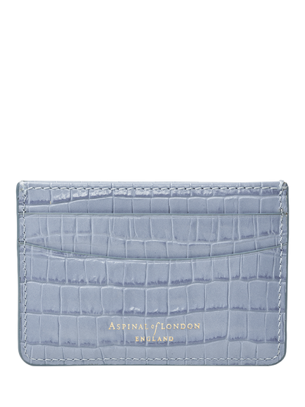 Aspinal of London Croc Leather Slim Credit Card Case - view 2, Skyblue