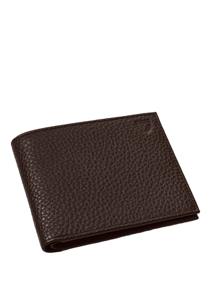 Aspinal of London Pebbled Leather 8 Card Billfold Wallet, Chocolate, Chocolate