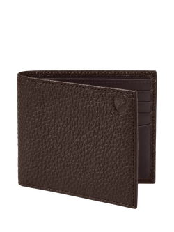 Aspinal of London Pebbled Leather 8 Card Billfold Wallet, Chocolate - view 2, Chocolate