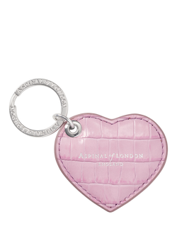 Aspinal of London Small Heart Leather Keyring, Lilac, Lilac