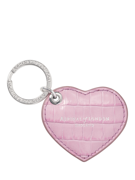 Aspinal of London Small Heart Leather Keyring, Lilac, Lilac