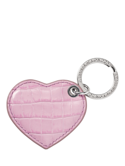 Aspinal of London Small Heart Leather Keyring, Lilac - view 2, Lilac