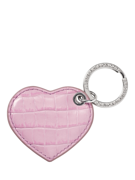 Aspinal of London Small Heart Leather Keyring, Lilac - view 2, Lilac