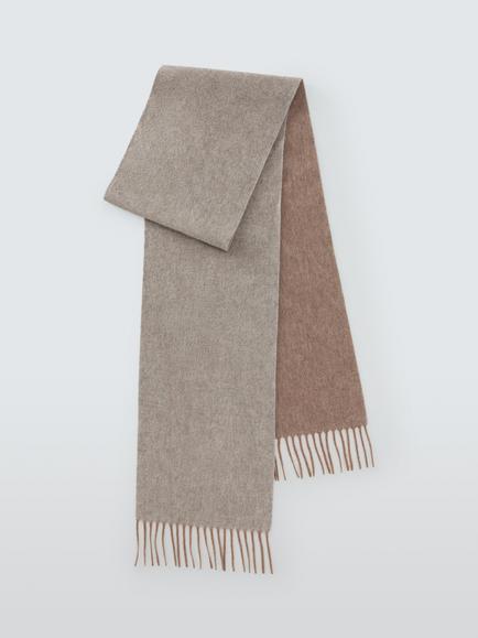 John Lewis Pure Cashmere Woven Scarf, Grey/Beige, Grey/Beige