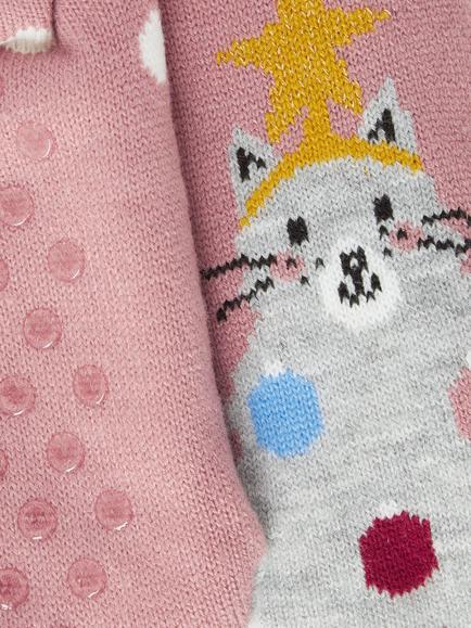 John Lewis Cat Lounge Socks, Pink - view 2, Pink