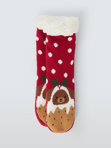 John Lewis Dog Lounge Socks, Red, Red
