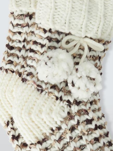 John Lewis Space-Dye Pom Pom Lounge Socks, Chocolate - view 2, Chocolate