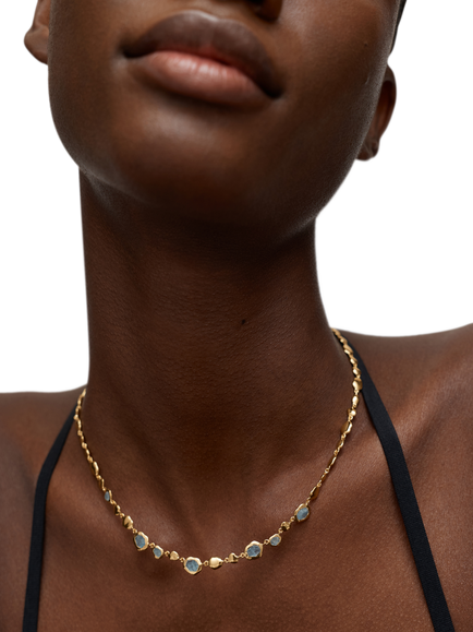Monica Vinader Odyssey Gemstone Necklace, Gold - view 2, Gold