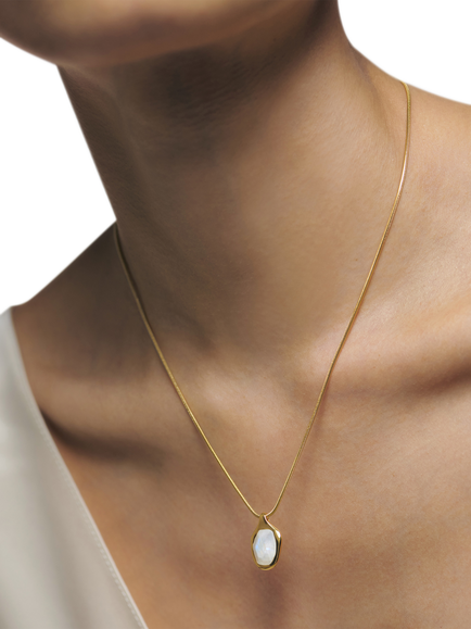 Monica Vinader Odyssey Moonstone Necklace, Gold - view 2, Gold