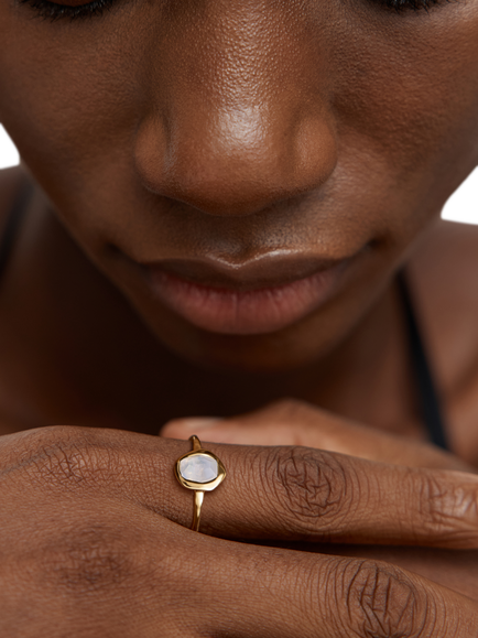 Monica Vinader Moonstone Gemstone Ring, Gold - view 2, Gold
