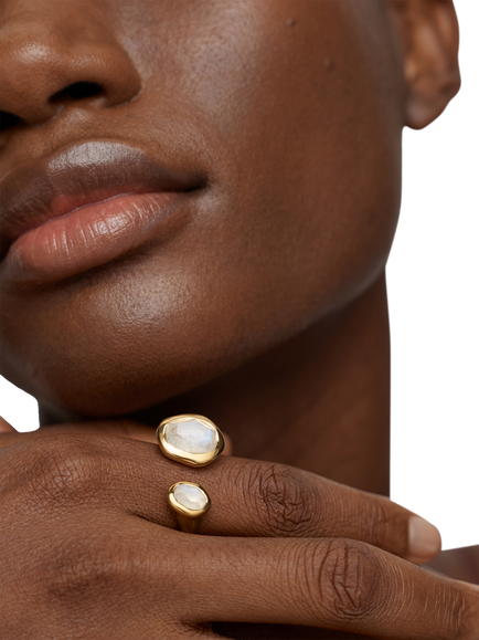 Monica Vinader Odyssey Open Moonstone Ring, Gold - view 2, Gold