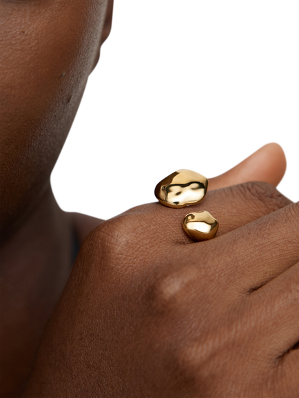Monica Vinader Odyssey Open Ring, Gold - view 2, Gold