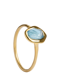 Monica Vinader Odyssey Aquamarine Ring, Gold/Blue, Gold/Blue