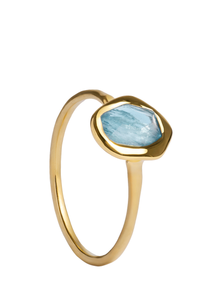 Monica Vinader Odyssey Aquamarine Ring, Gold/Blue, Gold/Blue