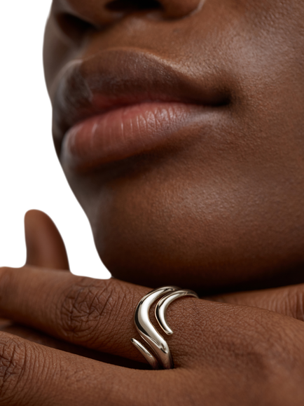 Monica Vinader Sterling Silver Swirl Wrap Ring - view 2, Silver