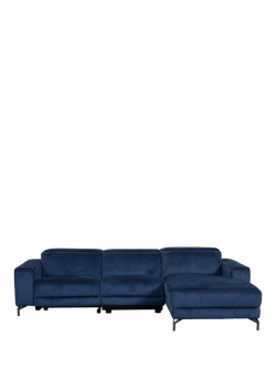 John Lewis OUTLET Gradient RHF Chaise Power Recliner Sofa, Like New, Navy Chenille, Yalova Blue Royal